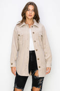 WK0023 Corduroy Button Front Shacket